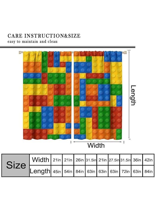 Home Trove Shelifestyle Kids Building Blocks Toy Curtains, Color Constructor Geometric Blocks Abstract Contour Brick Print Window Treatments Drapes For Boys Girls Nursery Bedroom Living Room Playroom  - Image 4