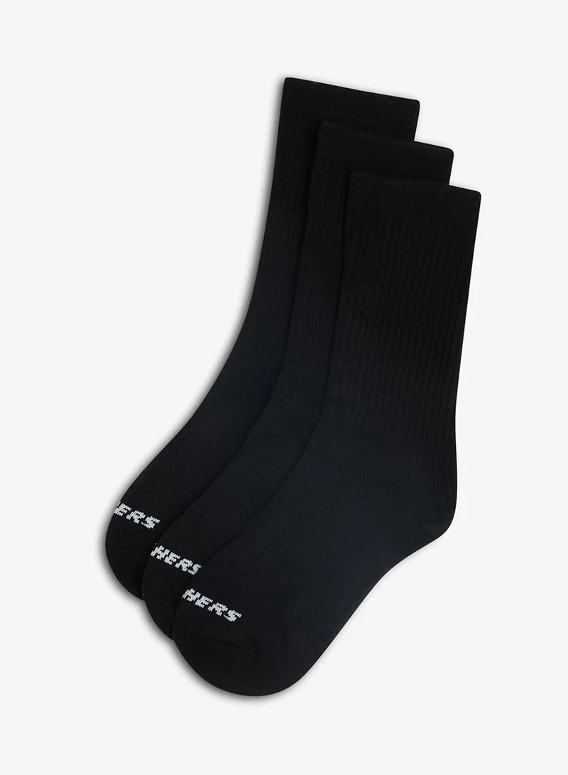 SKECHERS 3 Pack Non-Terry Crew Socks