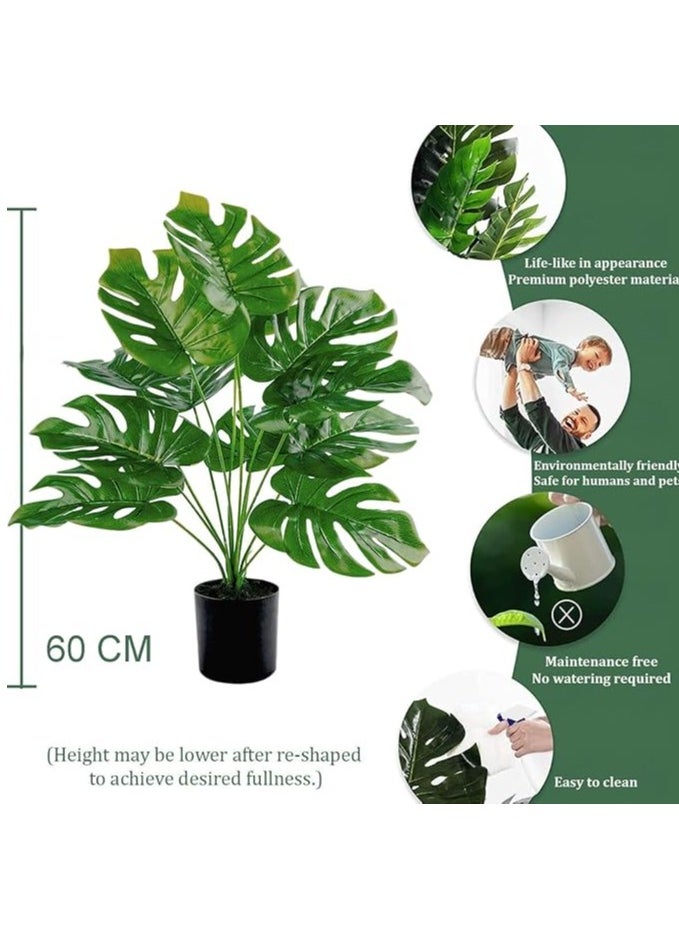 TYCOM Artificial Tree Fake Plants Fake Trees Faux Plants Indoor Realistic Plants for Office Home Room Store Decor Height 60 CM Monstera.  - Image 2