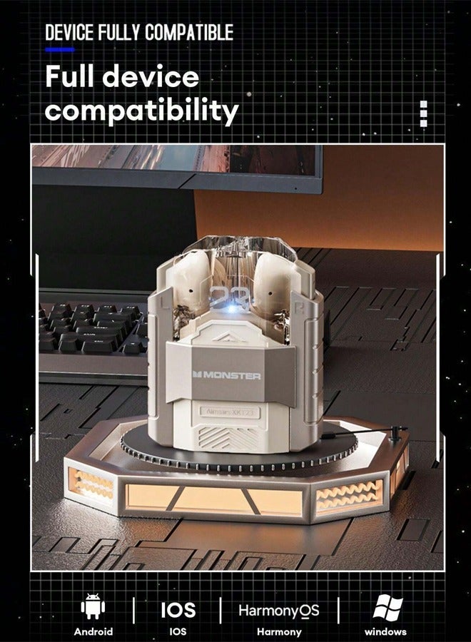 Monster Monster XKT23 wireless bluetooth headphones Mecha style Design Metal Material Gamer Headset Waterproof Noise Reduction With Microphone Gold  - Image 2