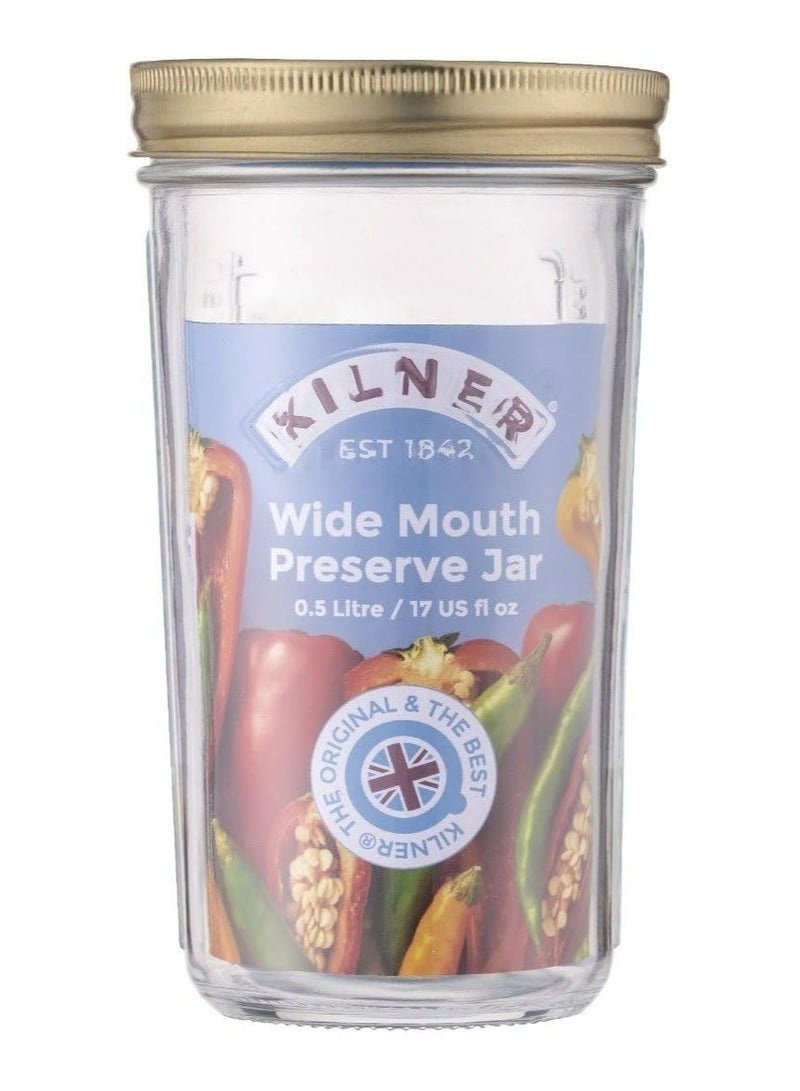 Kilner برطمان حفظ واسع الفم 0.5 لتر، شفاف - Image 3