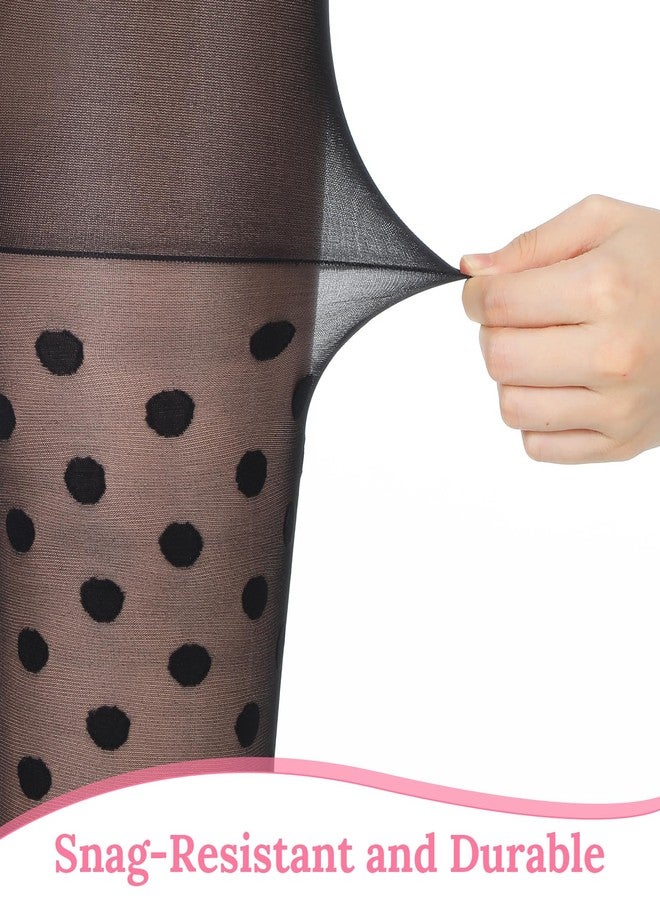 جوارب منقطة من ValueBargain، جوارب سوداء منقطة للنساء (نقاط، أسود) - Image 3