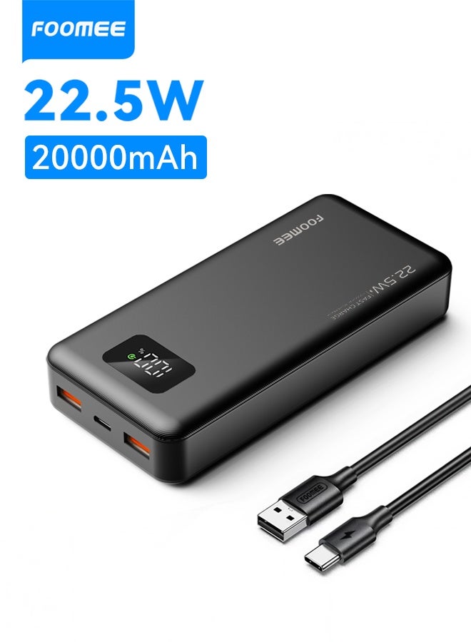 FOOMEE 20000mAh 22.5W Fast Charging Power Bank,Portable Charger with LED Display for IPhone 17/16/15/14/13 Series, Samsung Galaxy, Free Type-c Cable - Image 1