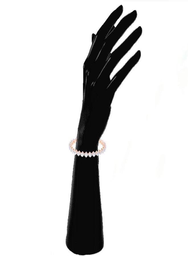 Mahi Rose Gold Plated Adjustable Bracelet with Princess Cut Cubic Zirconia Stone for Women (BR1101003ZWhi) - Image 4