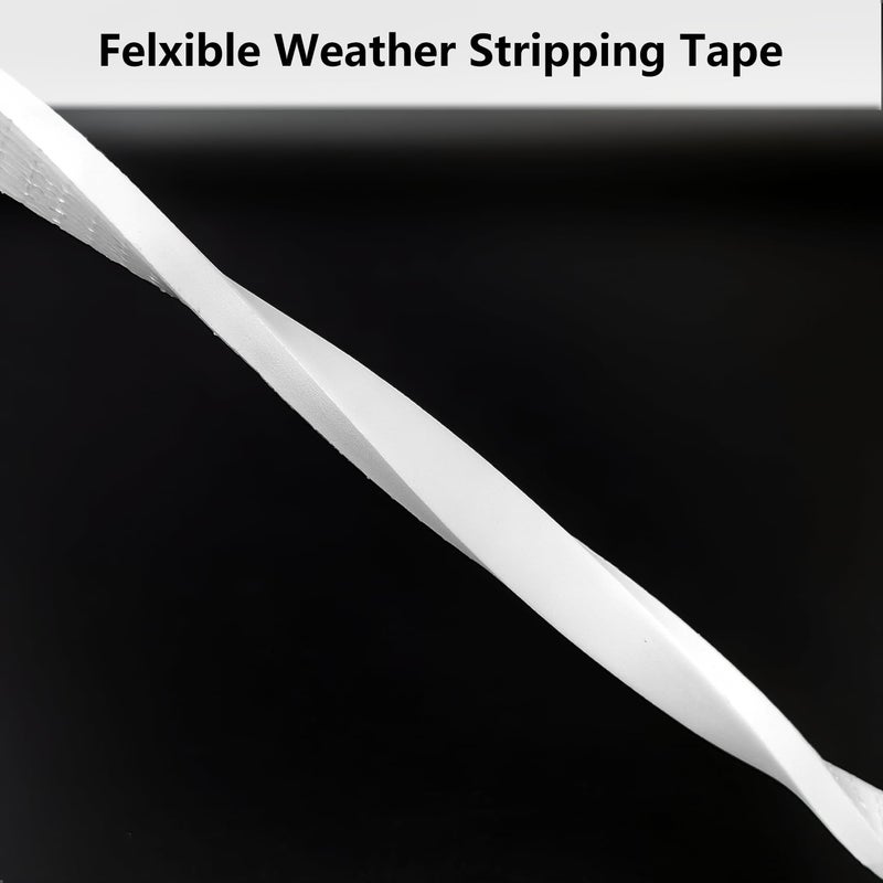 Topiverse Weather Stripping Door Seal Strip, Strong Adhesive, Weatherproof, Reduce Noise, Gap Filler, Foam Insulation Tape for Doors and Windows (1/2 in x 1/4 in x 13 Ft), White - Image 4