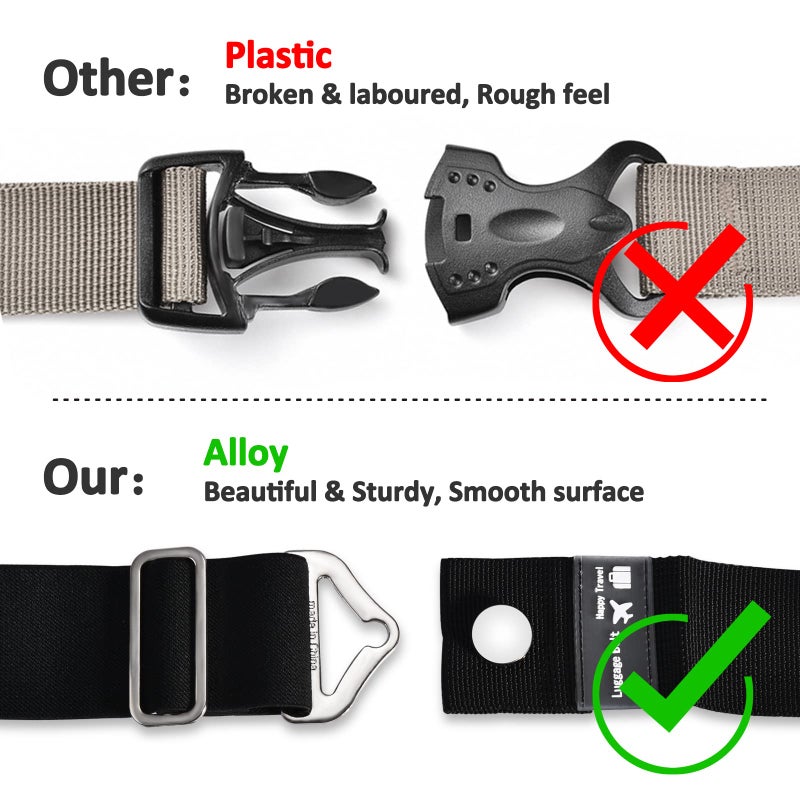 ZZM 2-in-1 Travel Belt Luggage Straps Over Handle for Carry On Bag,ZZM Elastic Add a Bag Bungees Luggage Belt Suitcases Adjustable with Alloy Buckle, Hands-Free for Airport,Trip (Black) - Image 4