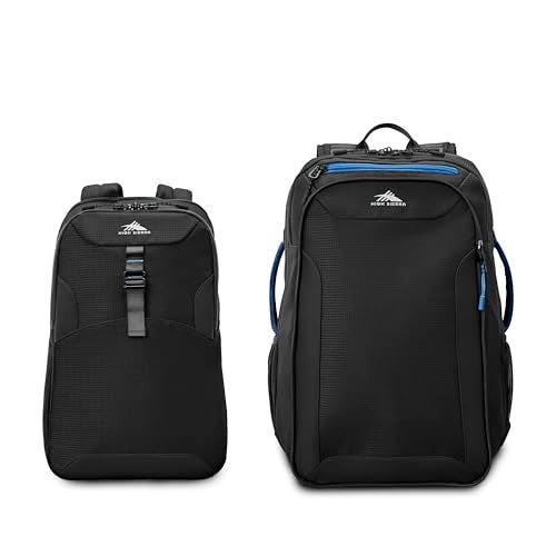 High Sierra Hi-Life 3-in-1 Convertible Backpack - Features Removable Daypack, Stack-It Strap, Adjustable Sternum Strap, Fleeced Pocket For Scratch Protection, Dual Water Bottle Pockets - Black/Blue - Image 2