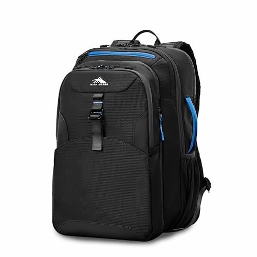 High Sierra Hi-Life 3-in-1 Convertible Backpack - Features Removable Daypack, Stack-It Strap, Adjustable Sternum Strap, Fleeced Pocket For Scratch Protection, Dual Water Bottle Pockets - Black/Blue - Image 1