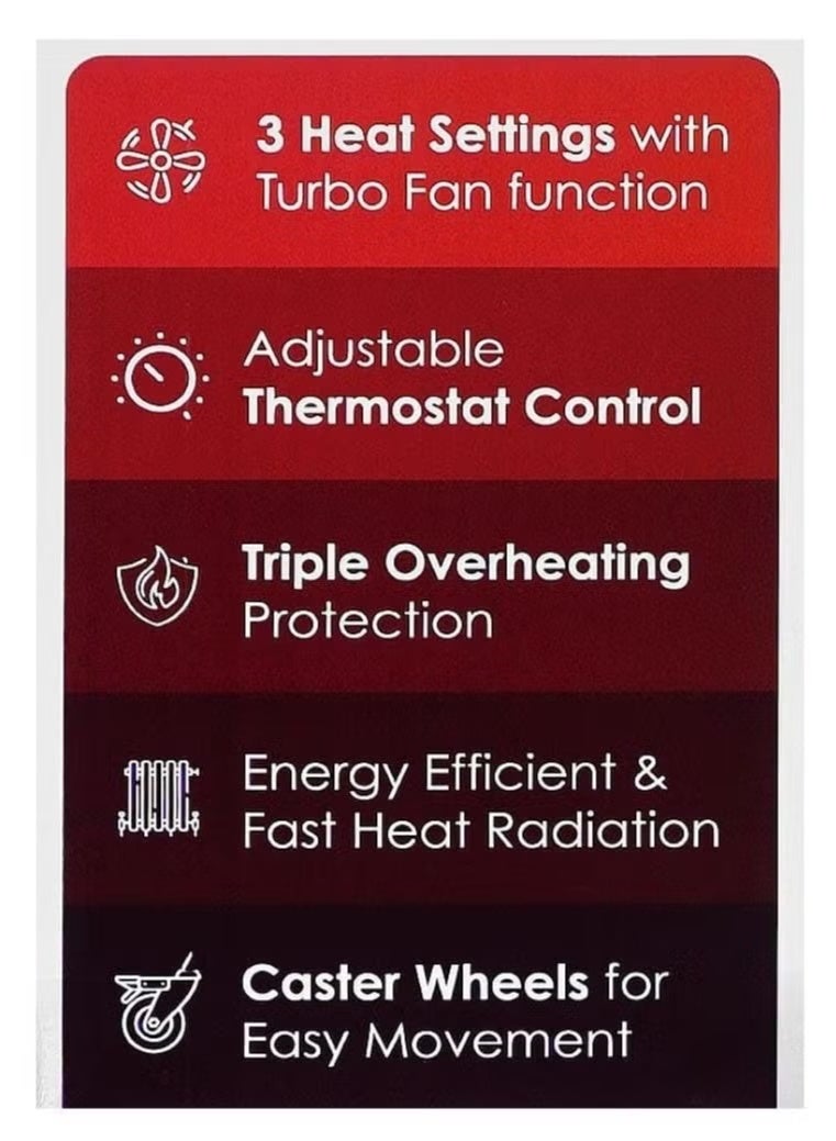 GENNEXT Oil Filled Radiator, 2400W, 9 Fins, Model HY-B12-F9, White color. - Image 3