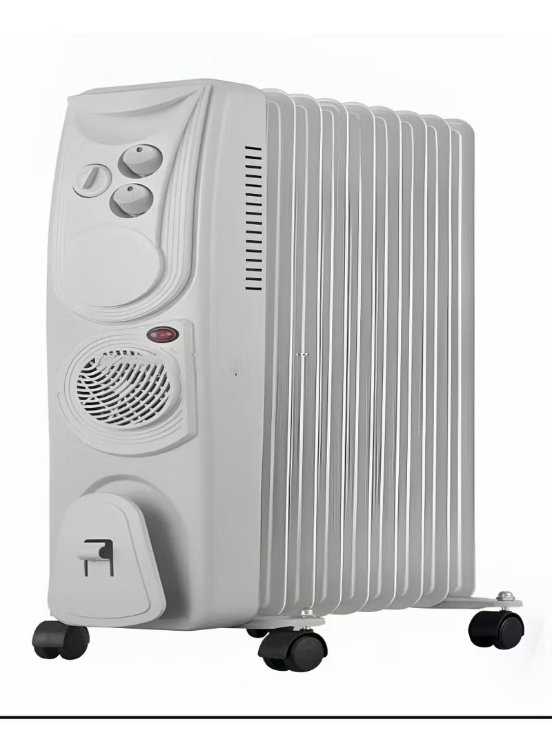GENNEXT Oil Filled Radiator, 2400W, 9 Fins, Model HY-B12-F9, White color. - Image 1