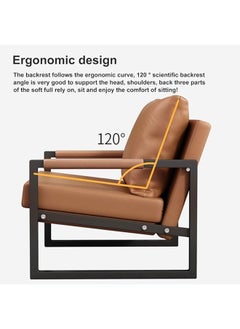 LIMOS PU Leather Accent Arm Chair Wide Seat Living Room Soft Back Pillow Reception Chair Metal Frame Sofa Chair  - Image 3