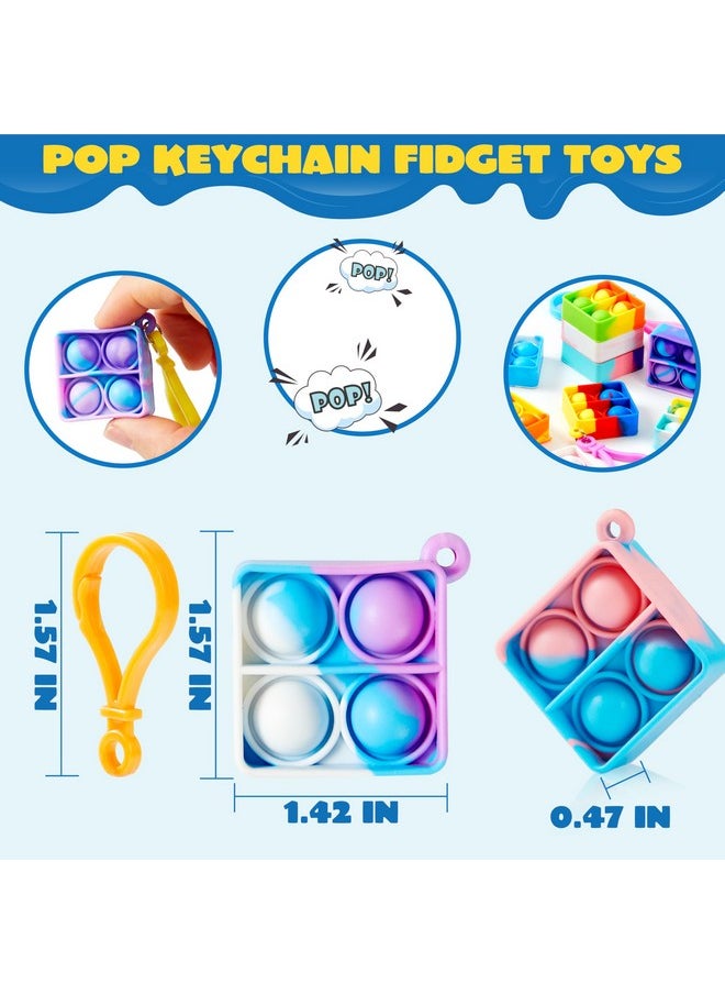 JOYIN JOYIN Square Pop Fidget Keychain 90 Pack Pop Fidget Toys Bulk Party Favors for Kids 4-8,8-12 Years, Goodie Bag Stuffers End of Year Student Gifts Classroom Prizes Birthday Sensory Toys  - Image 2
