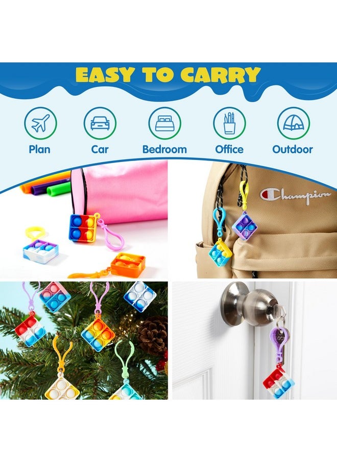 JOYIN JOYIN Square Pop Fidget Keychain 90 Pack Pop Fidget Toys Bulk Party Favors for Kids 4-8,8-12 Years, Goodie Bag Stuffers End of Year Student Gifts Classroom Prizes Birthday Sensory Toys  - Image 4