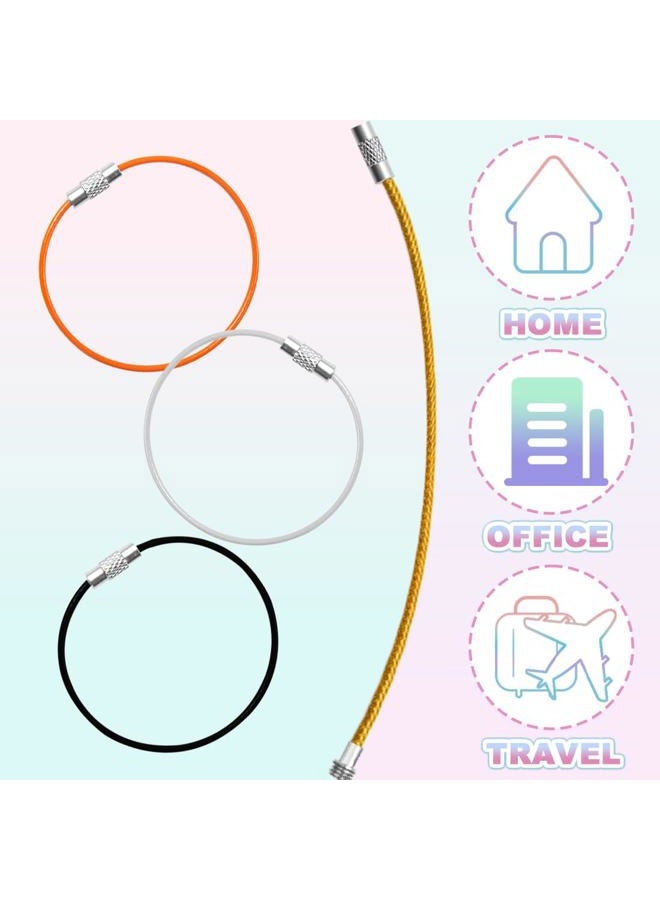 ELANE 100 Pcs Wire Keychain Cable 6 inch,Wire Luggage tag Cable Wire Ring Keychain Metal tag Loops for Crafts Luggage Bag (10-Colors) - Image 4