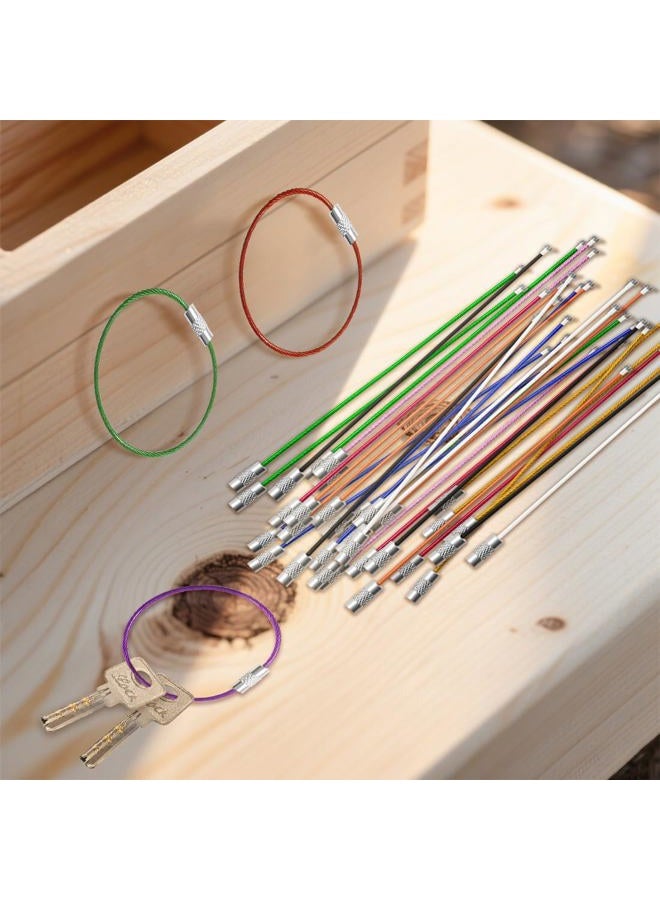 ELANE 100 Pcs Wire Keychain Cable 6 inch,Wire Luggage tag Cable Wire Ring Keychain Metal tag Loops for Crafts Luggage Bag (10-Colors) - Image 3