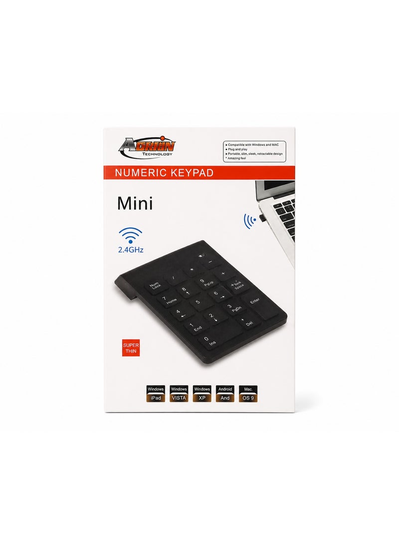 ADMIN TECHNOLOGY 2.4GHz Wireless Numeric Keypad with 18 Keys- Slim Mini Number Pad for Financial Accounting, Compatible with Laptop, Desktop & PC - Image 2