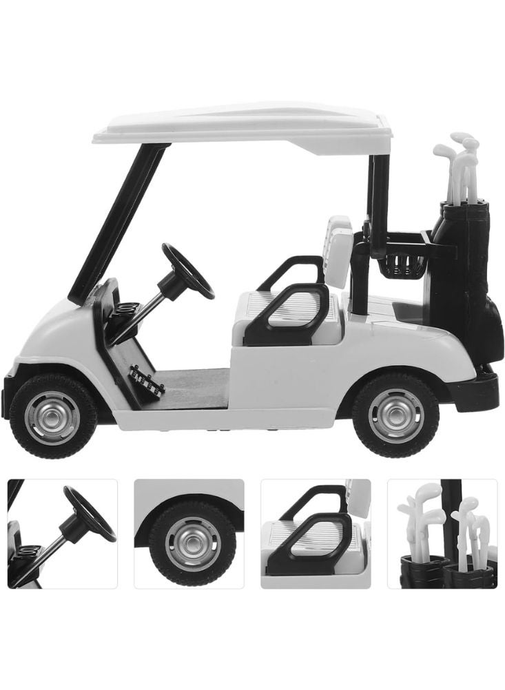 بريميم لعبة عربة جولف بيضاء مصغرة - نموذج واقعي مع مضارب جولف وعجلات متحركة - Image 2