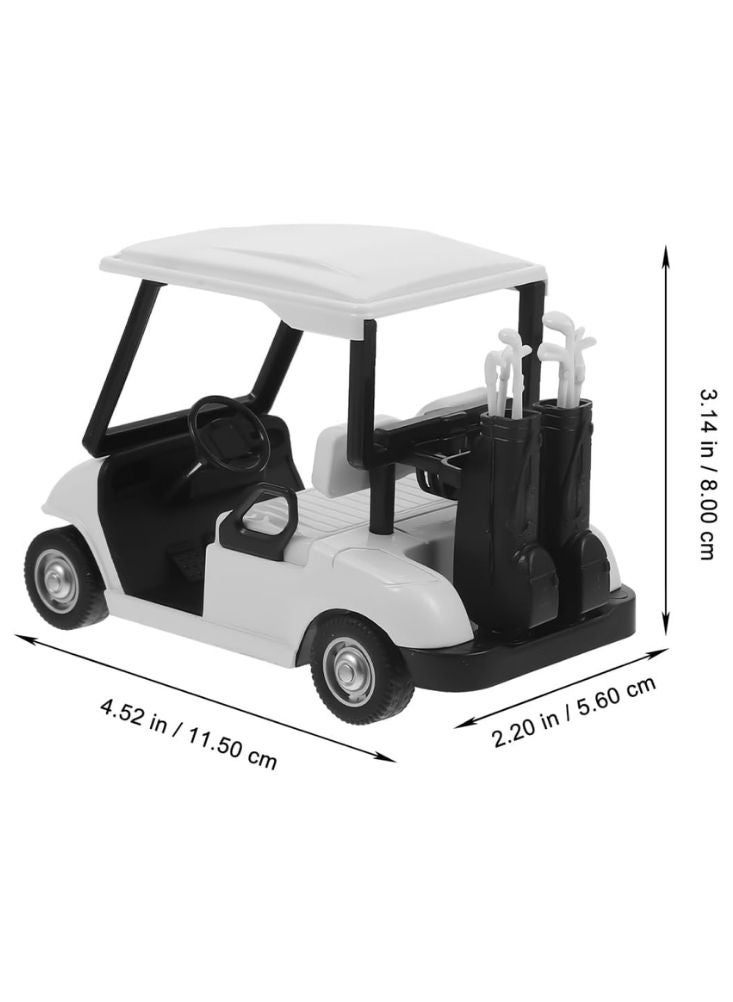 بريميم لعبة عربة جولف بيضاء مصغرة - نموذج واقعي مع مضارب جولف وعجلات متحركة - Image 1