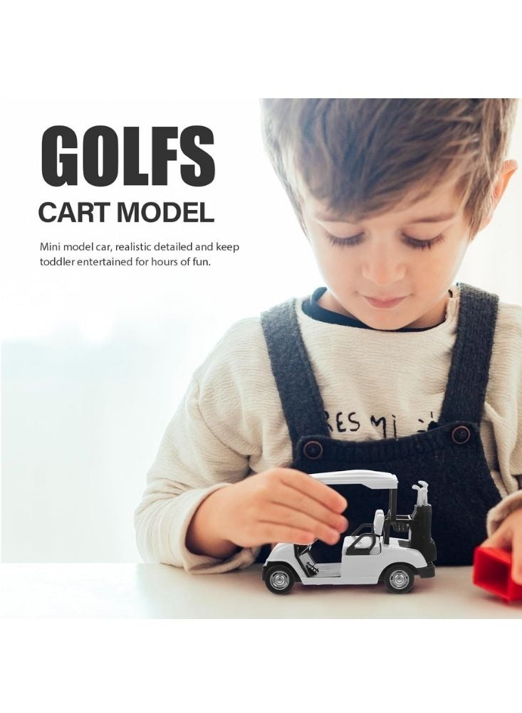 بريميم لعبة عربة جولف بيضاء مصغرة - نموذج واقعي مع مضارب جولف وعجلات متحركة - Image 4