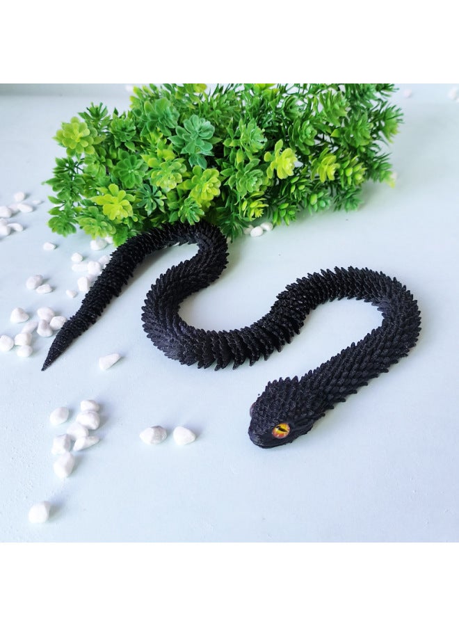 3d Printing Snake Toy Joint Movable Simulation Animal Model Gift Props Green Snake Children Toy Snake-Color:30cm 【snake】 Black - Image 1