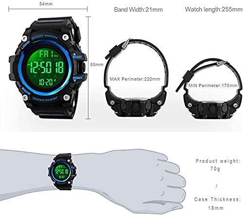 MASTOP LED Watch Fashion Sports Waterproof Digital Watch Men's and Women's Bracelet Watch (Black) - Image 3