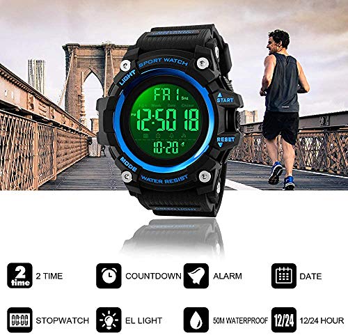 MASTOP LED Watch Fashion Sports Waterproof Digital Watch Men's and Women's Bracelet Watch (Black) - Image 4