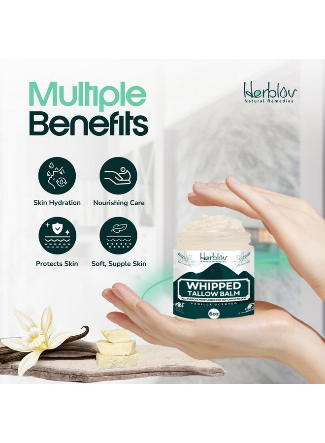 هيربلوڤ بلسم شحم البقر - بلسم متعدد الأغراض من شحم البقر المخفوق الطبيعي والعسل - لوشن مرطب للوجه والجسم لعلاج الأكزيما والبشرة المتشققة والجافة والحكة والتهيج - منتجات العناية بالبشرة لإصلاح البشرة، صنع في الولايات المتحدة الأمريكية - Image 3