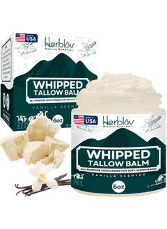 Herblov Beef Tallow Balm - Natural Grass Fed Whipped Tallow and Honey All Purpose Balm - Moisturizing Face and Body Lotion for Eczema, Cracked, Dry, Itchy, Irritated Skin - Skin Repair Skincare Made in USA  - Image 1