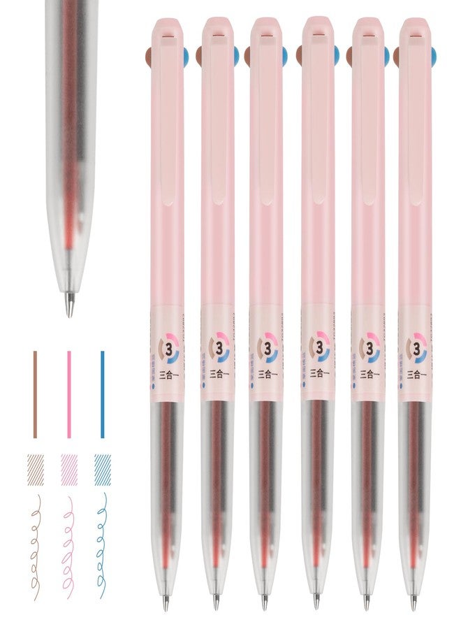 Woomer 3-in-1 Retractable Gel Pens Colored - 0.5mm Fine Point Smooth Writing - Gel Ink Multicolor Gel pens for Journaling Planner, (Deeppink, Sienna, Steelblue) - Image 1