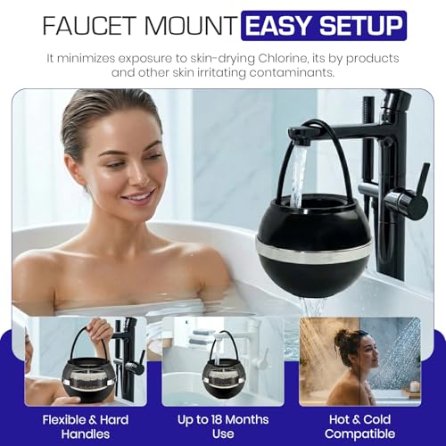 Crystal Quest Bath Ball Filter for Tub Faucet, Bathtub Water Filter, BPA-Free Bathtub Filter, Removes Chlorine, Lead & Impurities, Improves Skin, Hair & Nails, Long Lasting, Fits Most Tubs - Black - Image 5
