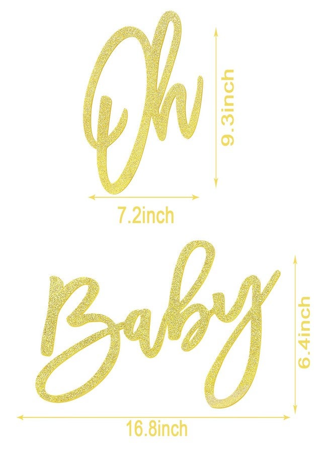 MASTRON Oh Baby Sign for Shower Backdrop - Glitter Felt Party Banner for Boy Girl Shower Decorations, Gender Reveal, 1st Birthday Photography Background - Gold - Image 2