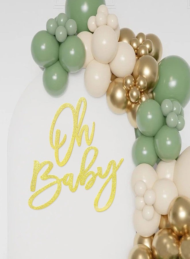 MASTRON Oh Baby Sign for Shower Backdrop - Glitter Felt Party Banner for Boy Girl Shower Decorations, Gender Reveal, 1st Birthday Photography Background - Gold - Image 1