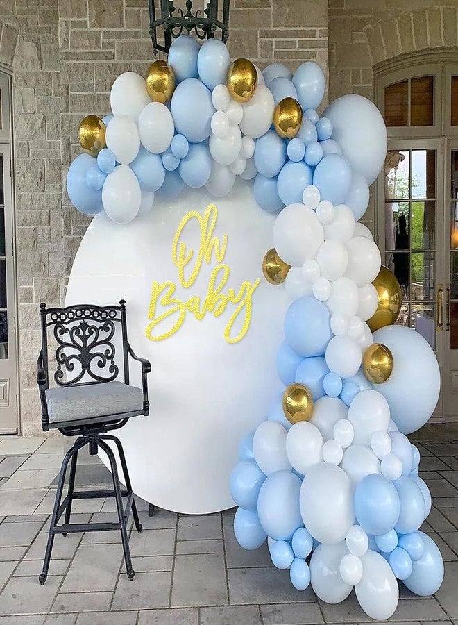 MASTRON Oh Baby Sign for Shower Backdrop - Glitter Felt Party Banner for Boy Girl Shower Decorations, Gender Reveal, 1st Birthday Photography Background - Gold - Image 4