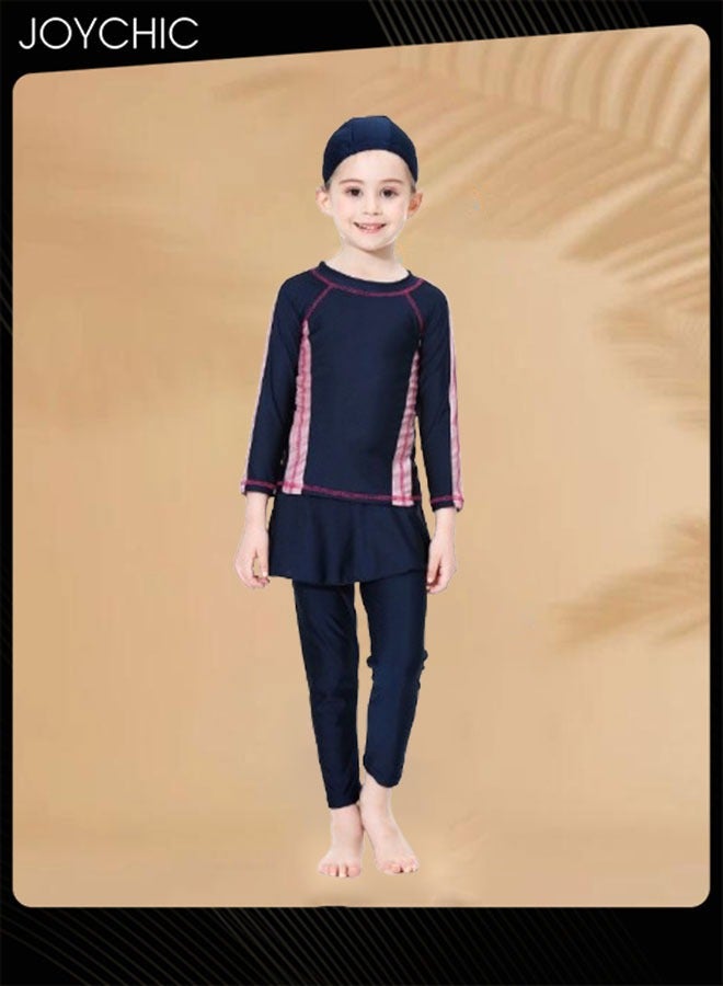 Joychic Girls' Conservative Quick-drying Swimwear for Kids Muslim Long Sleeve Full Cover Summer Sun Protection Beach Wear  - Image 1
