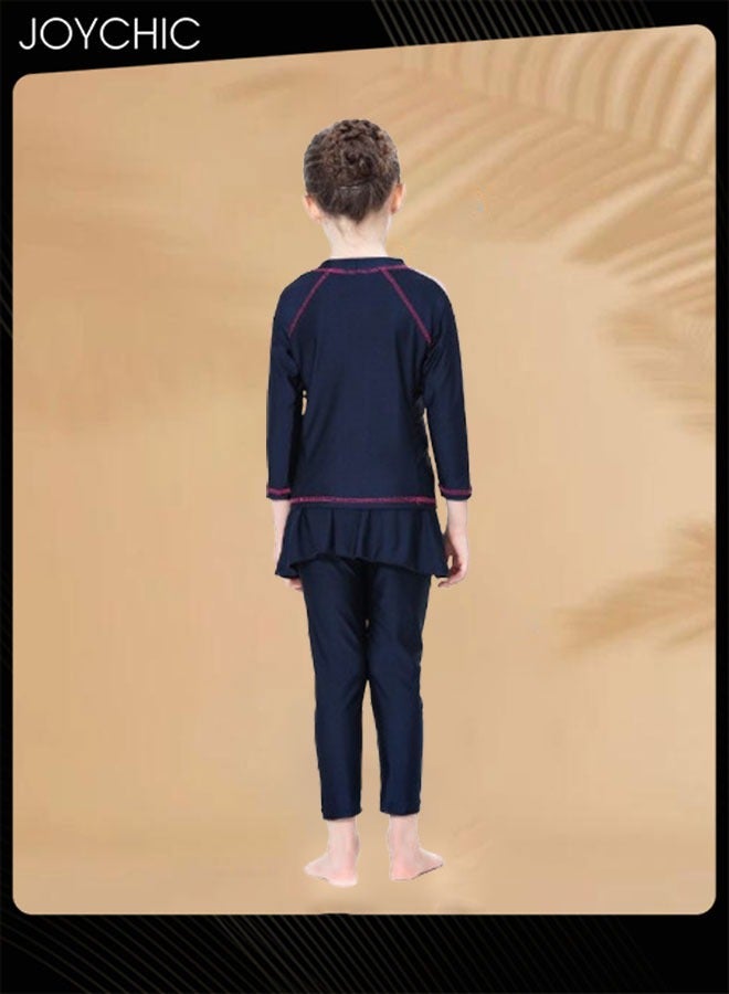 Joychic Girls' Conservative Quick-drying Swimwear for Kids Muslim Long Sleeve Full Cover Summer Sun Protection Beach Wear  - Image 5