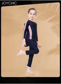 Joychic Girls' Conservative Quick-drying Swimwear for Kids Muslim Long Sleeve Full Cover Summer Sun Protection Beach Wear  - Image 4