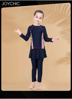 Joychic Girls' Conservative Quick-drying Swimwear for Kids Muslim Long Sleeve Full Cover Summer Sun Protection Beach Wear  - Image 2