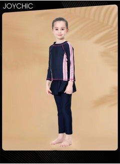 Joychic Girls' Conservative Quick-drying Swimwear for Kids Muslim Long Sleeve Full Cover Summer Sun Protection Beach Wear  - Image 3