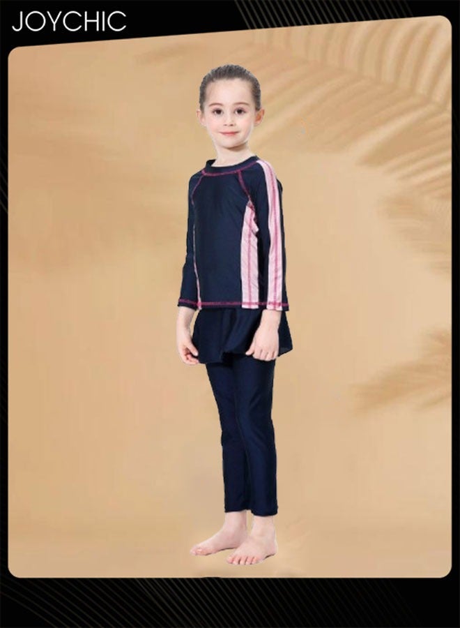 Joychic Girls' Conservative Quick-drying Swimwear for Kids Muslim Long Sleeve Full Cover Summer Sun Protection Beach Wear  - Image 3