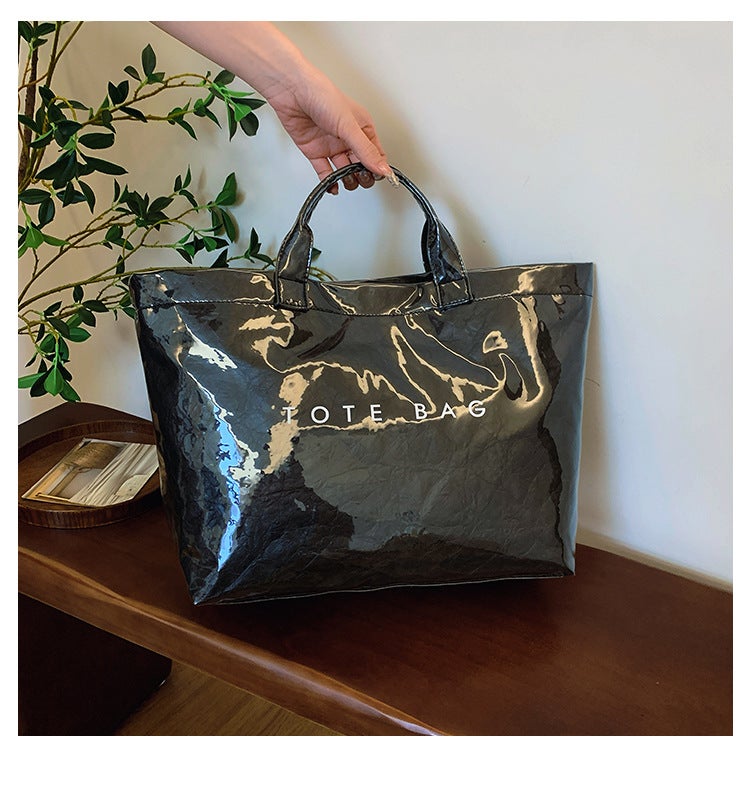 Large-Capacity Dupont Paper Jelly Bag, Fashionable Transparent Pvc Waterproof Handbag, Work Clothing Tote Mommy Bag, Trendy