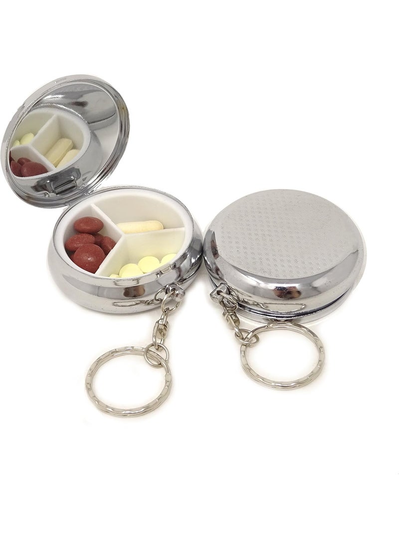 Yueton - yueton Pack of 2 Pillbox Keychain,Key Chain Pill Case Container, Portable Keyring Round Pill Box/Storage Box - Image 1