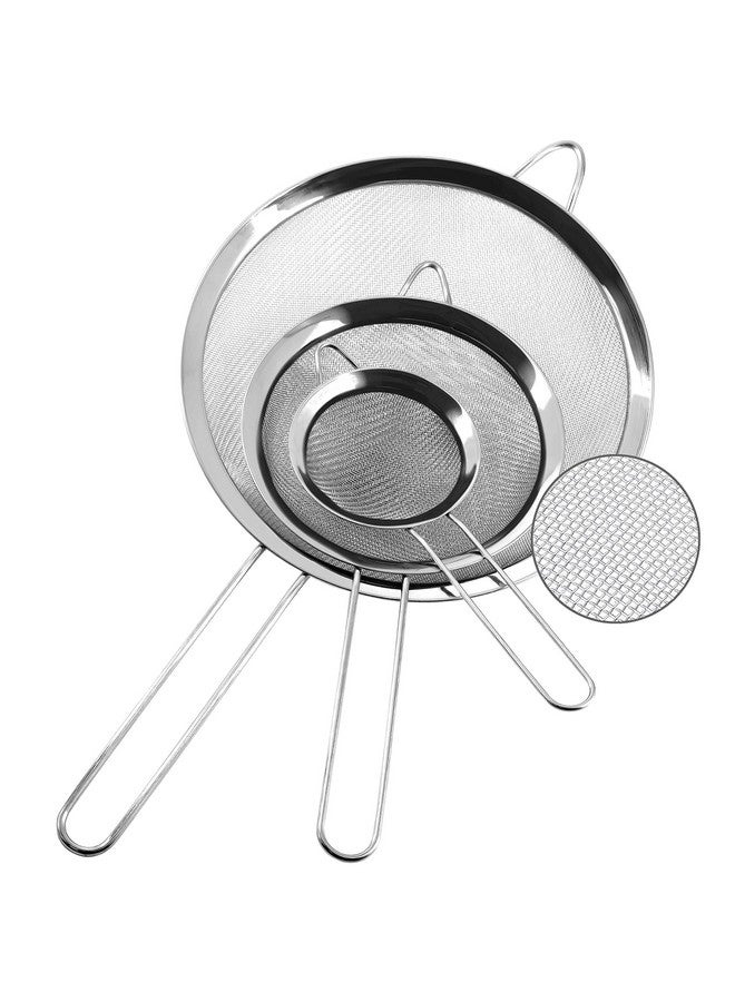 Anaeat Anaeat Fine Mesh Strainers - Premium Stainless Steel Colander Sieve Sifters, with Durable Mesh and Sturdy Handle, Excellent for Sifting Dry ingredients, Flour, Pastas, Rice, Tea (3.15"+5.5"+7.87") - Image 1