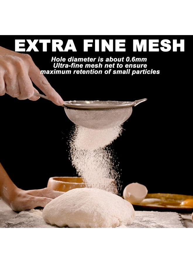 Anaeat Anaeat Fine Mesh Strainers - Premium Stainless Steel Colander Sieve Sifters, with Durable Mesh and Sturdy Handle, Excellent for Sifting Dry ingredients, Flour, Pastas, Rice, Tea (3.15"+5.5"+7.87") - Image 2