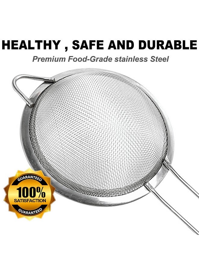 Anaeat Anaeat Fine Mesh Strainers - Premium Stainless Steel Colander Sieve Sifters, with Durable Mesh and Sturdy Handle, Excellent for Sifting Dry ingredients, Flour, Pastas, Rice, Tea (3.15"+5.5"+7.87") - Image 4