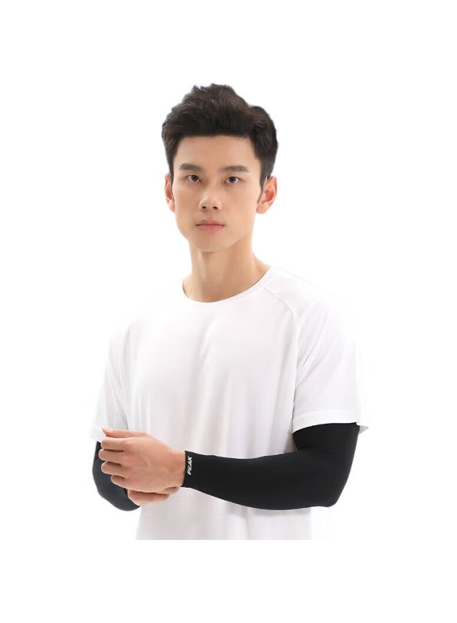PEAK [Two Pairs] Ice Silk Sun Protection Arm Sleeves For Men And Women Summer Outdoor Cycling Arm Sleeves Black + White - Image 3