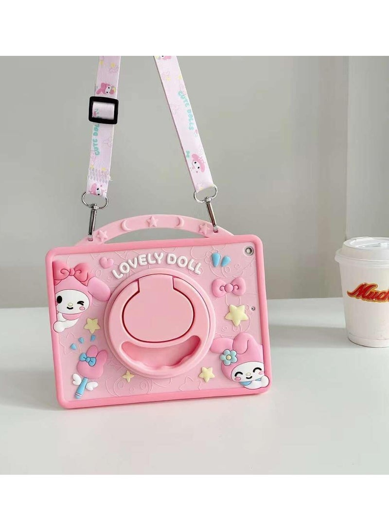 VKL Compatible with Samsung Galaxy Tab A9 plus Case : with Pencil Holder & Shoulder Strap, Soft Silicone Multi-Angle Kids Cover for (pink) - Image 1