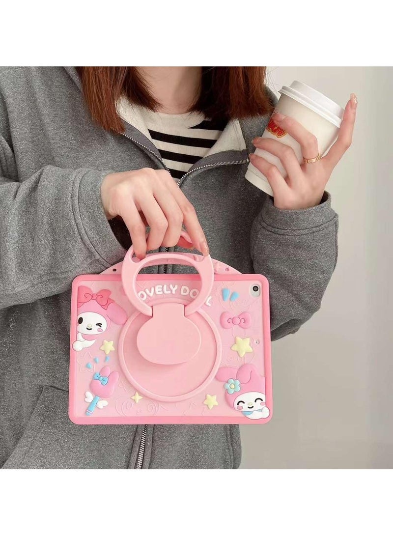 VKL Compatible with Samsung Galaxy Tab A9 plus Case : with Pencil Holder & Shoulder Strap, Soft Silicone Multi-Angle Kids Cover for (pink) - Image 2