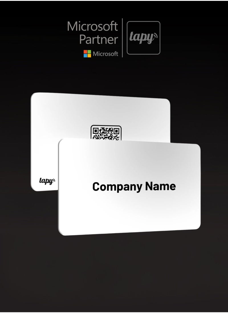 Tapy NFC Digital Business Card Premium Pearl White PVC Smart Card Instant Networking Contactless Technology iOS and Android Compatible Powered by Microsoft