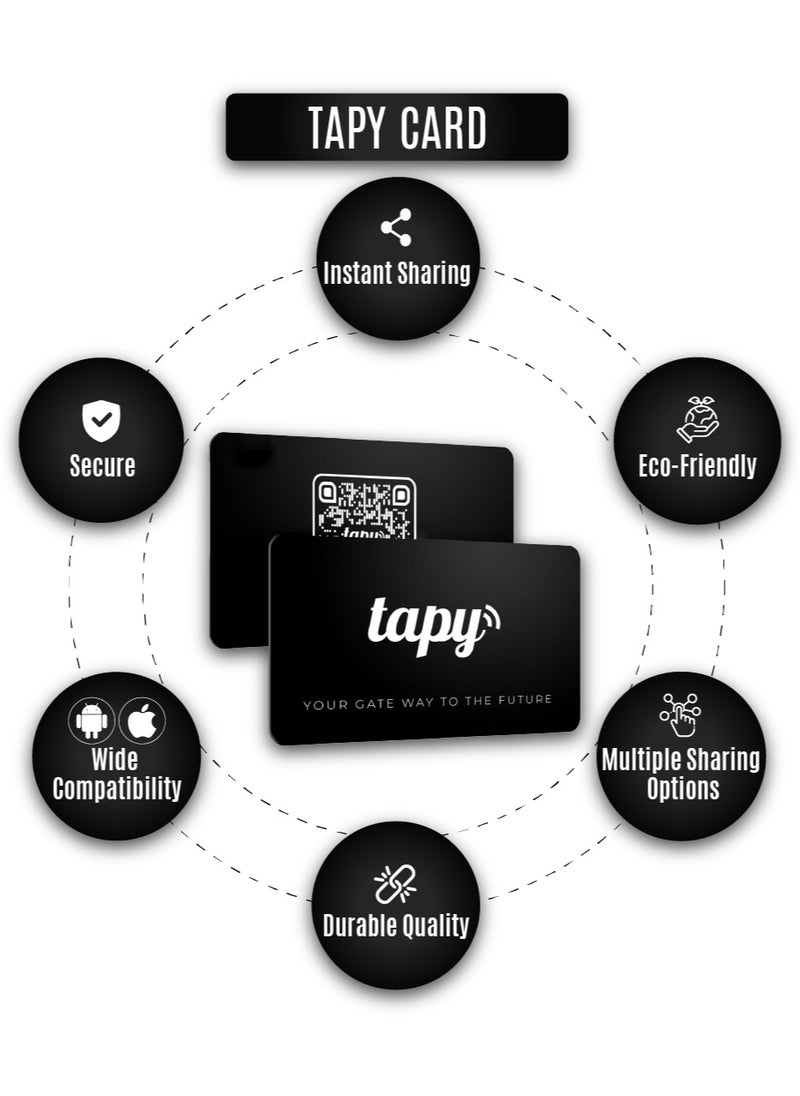 Tapy NFC Digital Business Card Premium Pearl White PVC Smart Card Instant Networking Contactless Technology iOS and Android Compatible Powered by Microsoft