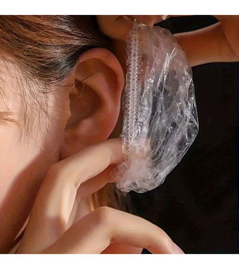 100 Pcs Disposable Clear Plastic Ear Covers For Hair Dyeing Shower Protection Hygienic Single Use Ear Guards For Hairstylists Barbers Clients Durable Comfortable Design - Image 2